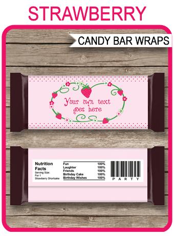 Strawberry Shortcake Candy Bar Wrappers | Personalized Candy Bars