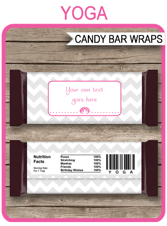 Yoga Hershey Candy Bar Wrappers Template | Personalized Candy Bars