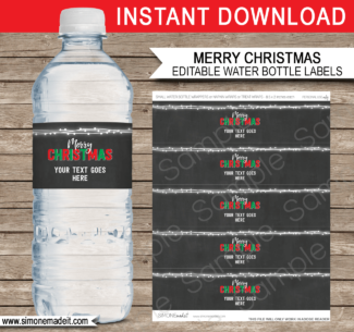 Christmas Water Bottle Labels Template | Printable Christmas Decorations