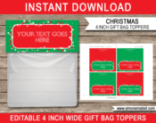 Christmas Gift Bag Toppers | Printable Christmas Gift Tags