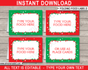 Christmas Party Food Labels 