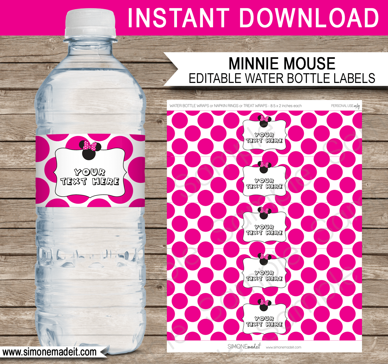 minnie mouse party water bottle labels minnie mouse theme