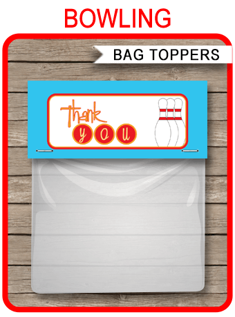 bowling birthday party favor bag toppers bowling theme