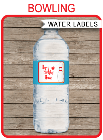 Bowling Party Water Bottle Labels | Bowling Theme Birthday Party