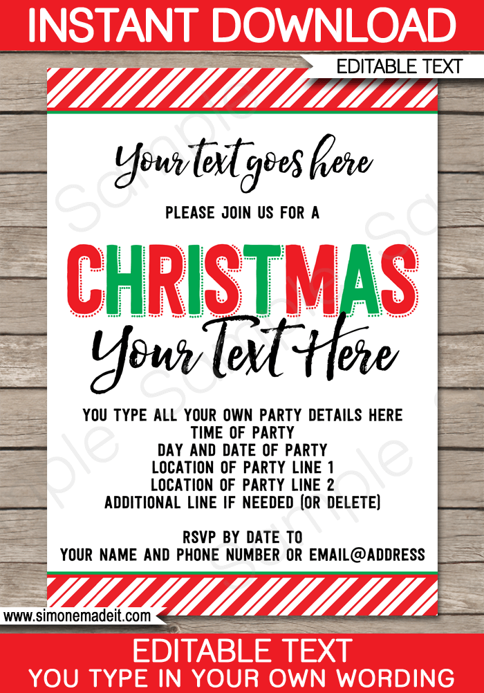 Printable Christmas Party Invitations Template Christmas Party Invites