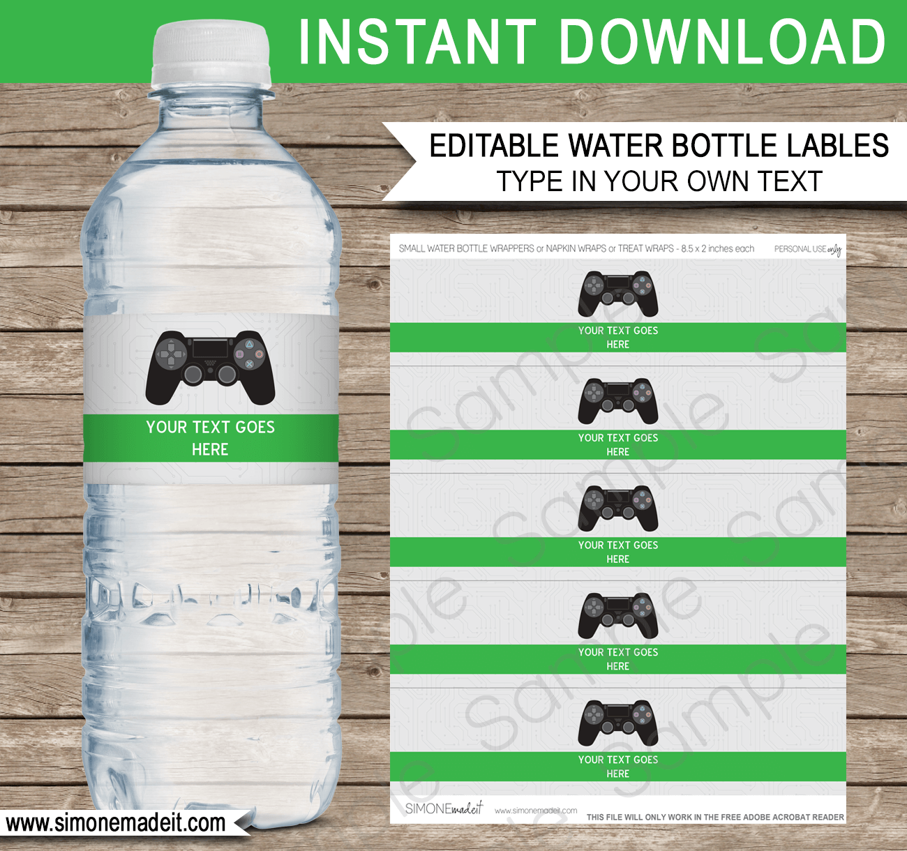 Ninja Party Water Bottle Labels Template Printable Ninja Theme Birthday  Party Decorations Wrappers EDITABLE TEXT DOWNLOAD 
