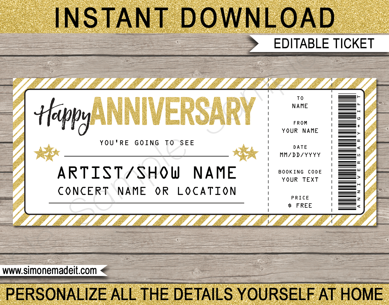 Printable Concert Ticket Gift Template Free Free Printable Templates