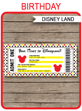 Birthday Disney Tickets Archives | SIMONEmadeit Party Printables