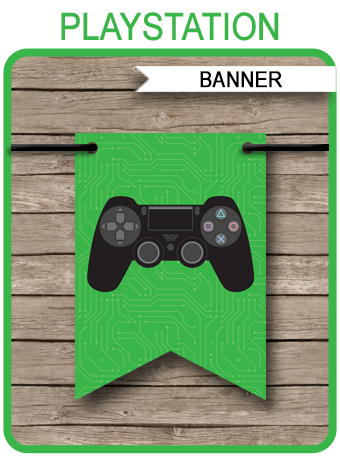 Playstation Party Pennant Banner Template | Video Game Happy Birthday