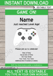 Xbox Party Invitations Template | Video Game Party Invite