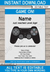 Playstation Birthday Party Invitations Template 