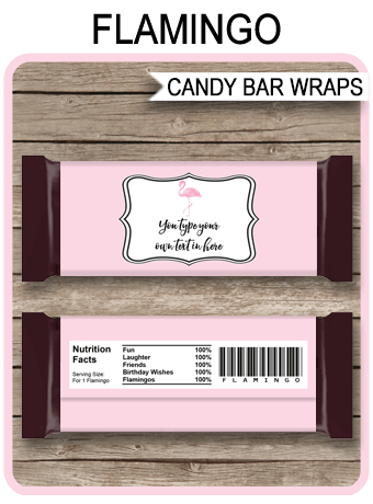 Flamingo Hershey Candy Bar Wrappers | Flamingo Theme Party Favors