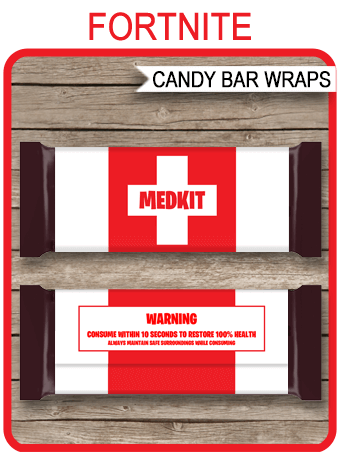 Fortnite Hershey Candy Bar Wrappers Medkit Candy Bar Party Favors - 