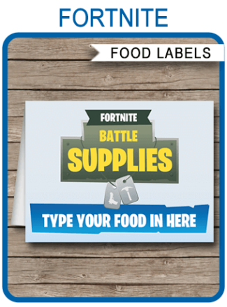 fortnite party food labels template blue - fortnite v bucks free printables