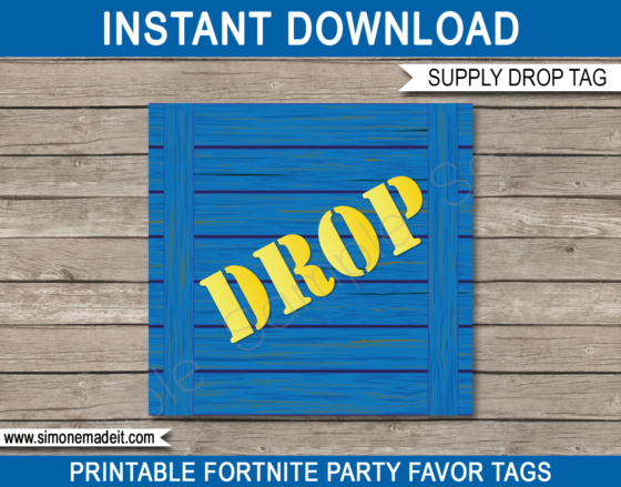 Printable Fortnite Supply Drop Party Tags Template| Thank You Favor Tags