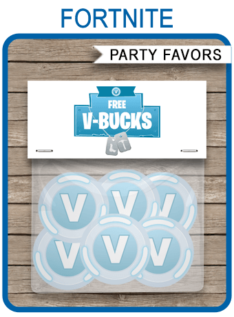 Fortnite V-Bucks Party Favors – Bag Toppers & Chocolate Coin Stickers
