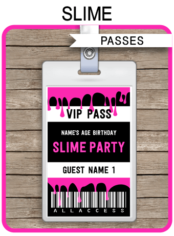 Slime Birthday Party VIP Passes, Slime Party Decorations