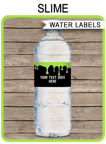 Slime Party Water Bottle Labels | Slime Theme Party | Editable ...