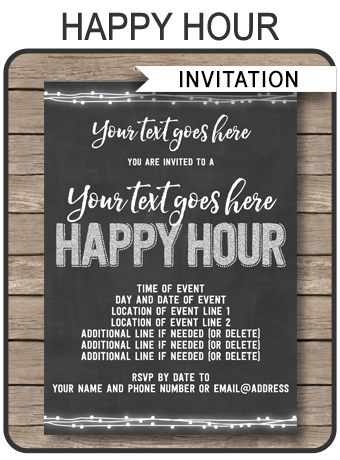 hour happy template invite printable