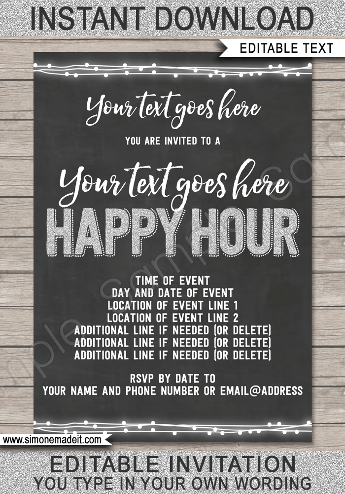 Happy Hour Invite Template Printable Happy Hour Invitation