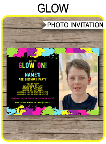 Neon Glow Party Printables, Invitations & Decorations