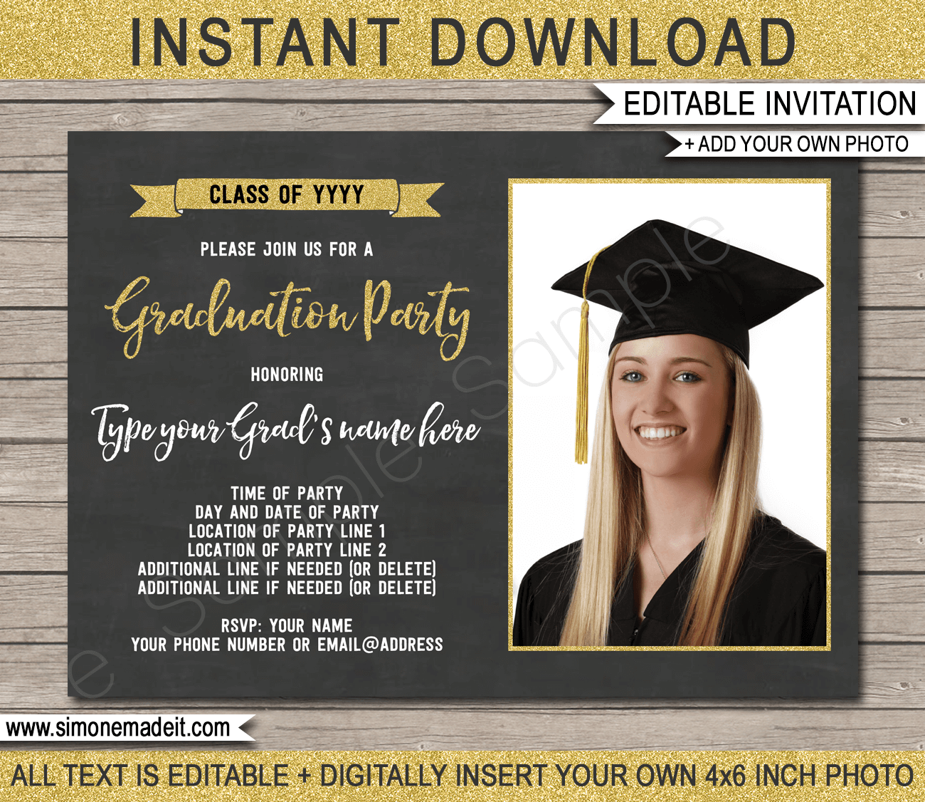 graduation-party-ticket-invitation-template-silver-glitter-chalkboard