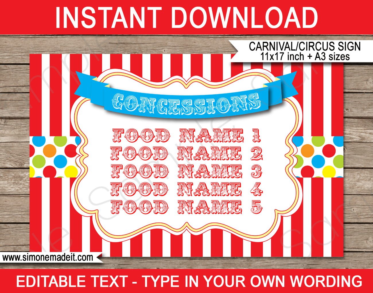 Carnival Party Printables Invitations Decorations Template Bundle | Circus