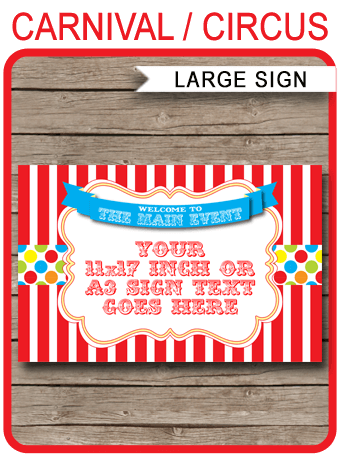 Printable Carnival Welcome Sign Template | Birthday Party Decoration