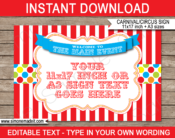 Printable Carnival Welcome Sign Template | Birthday Party Decoration