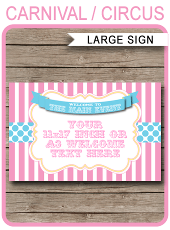 Carnival Birthday Welcome Sign Template | Printable Party Decorations