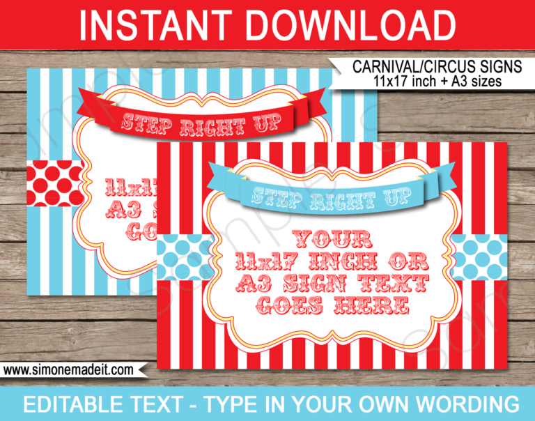 Printable Circus Game Signs Templates | Carnival Theme Decorations