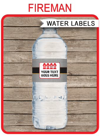 Fireman Party Water Bottle Labels 