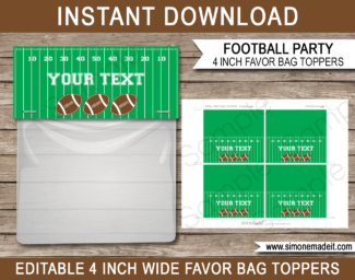 Football Party Favor Bag Toppers | Printable Birthday Party Decorations