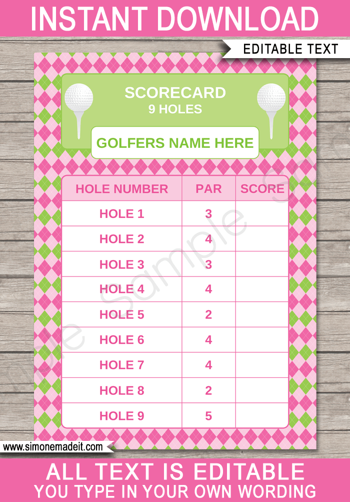 Ladies Golf Party Scorecard Templates | Mini Golf Theme Birthday Party