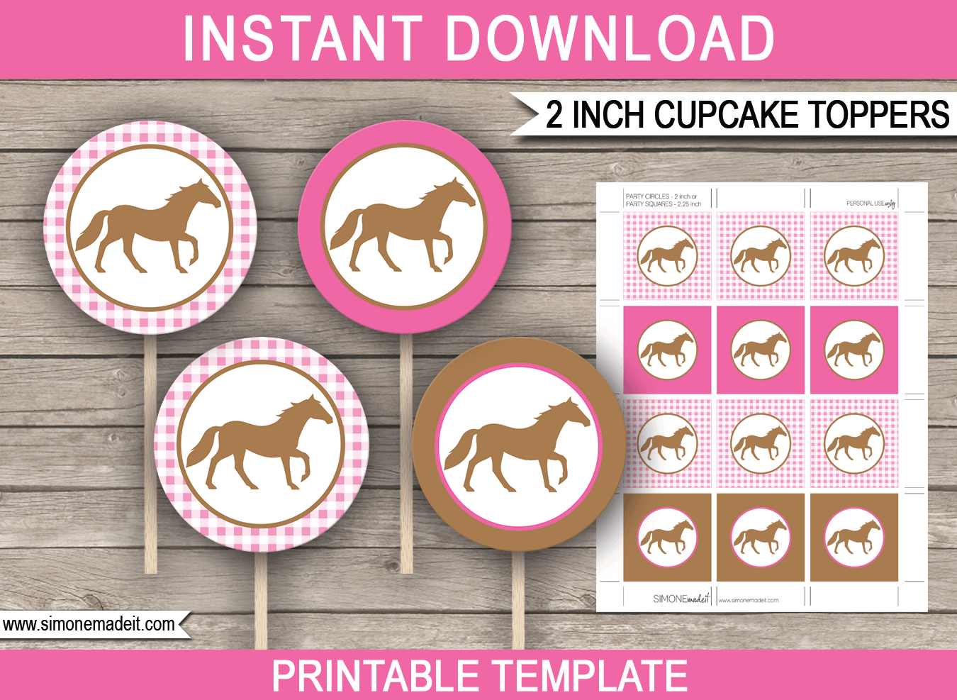 Printable Horse Cupcake Toppers Template Pony Birthday Party