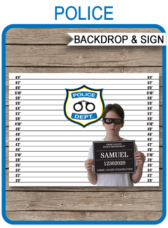 Police Party Mugshot Sign Board & Lineup Backdrop Templates