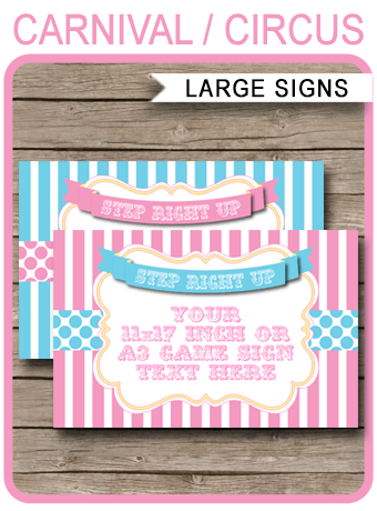 Carnival Birthday Game Signs Template | Printable Party Decorations