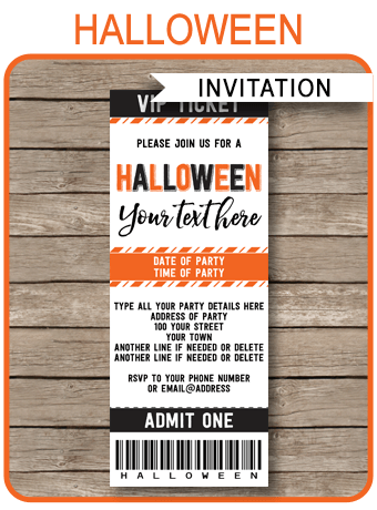 halloween party ticket invitations template halloween ticket invites