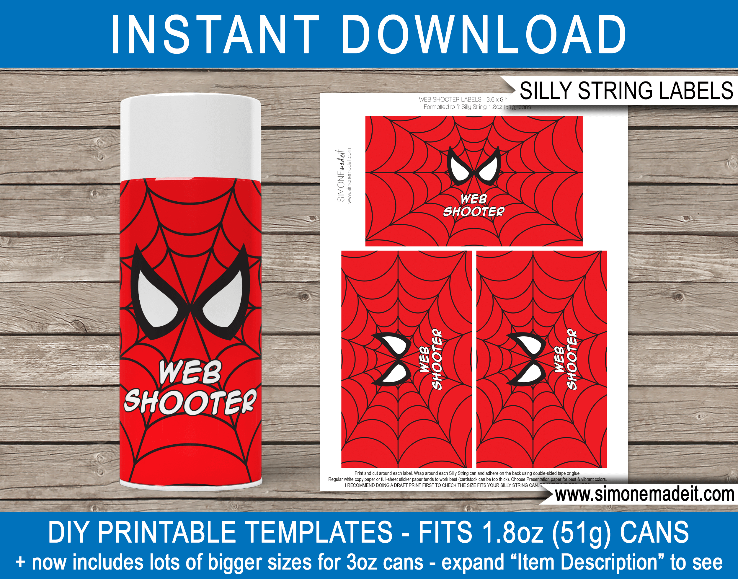 digital-labels-shipped-or-local-pickup-spiderman-party-favors-spiderman-custom-silly-string