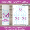 Printable Gwen Ghost Spider Silly String Labels Template | Superhero Birthday Party Games, Activities & Favors | DIY Web Shooter Spider Web Template | Goofy String | via SIMONEmadeit.com