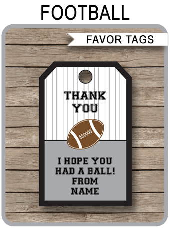 Editable Football Party Favor Tags Personalized Jersey 